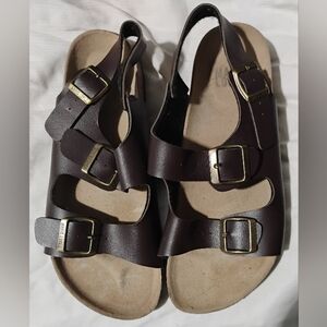 Mario Lopez Dark Brown Leather Sandals- Women's